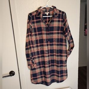 Goodthreads Navy and Red Plaid Shirt Dress